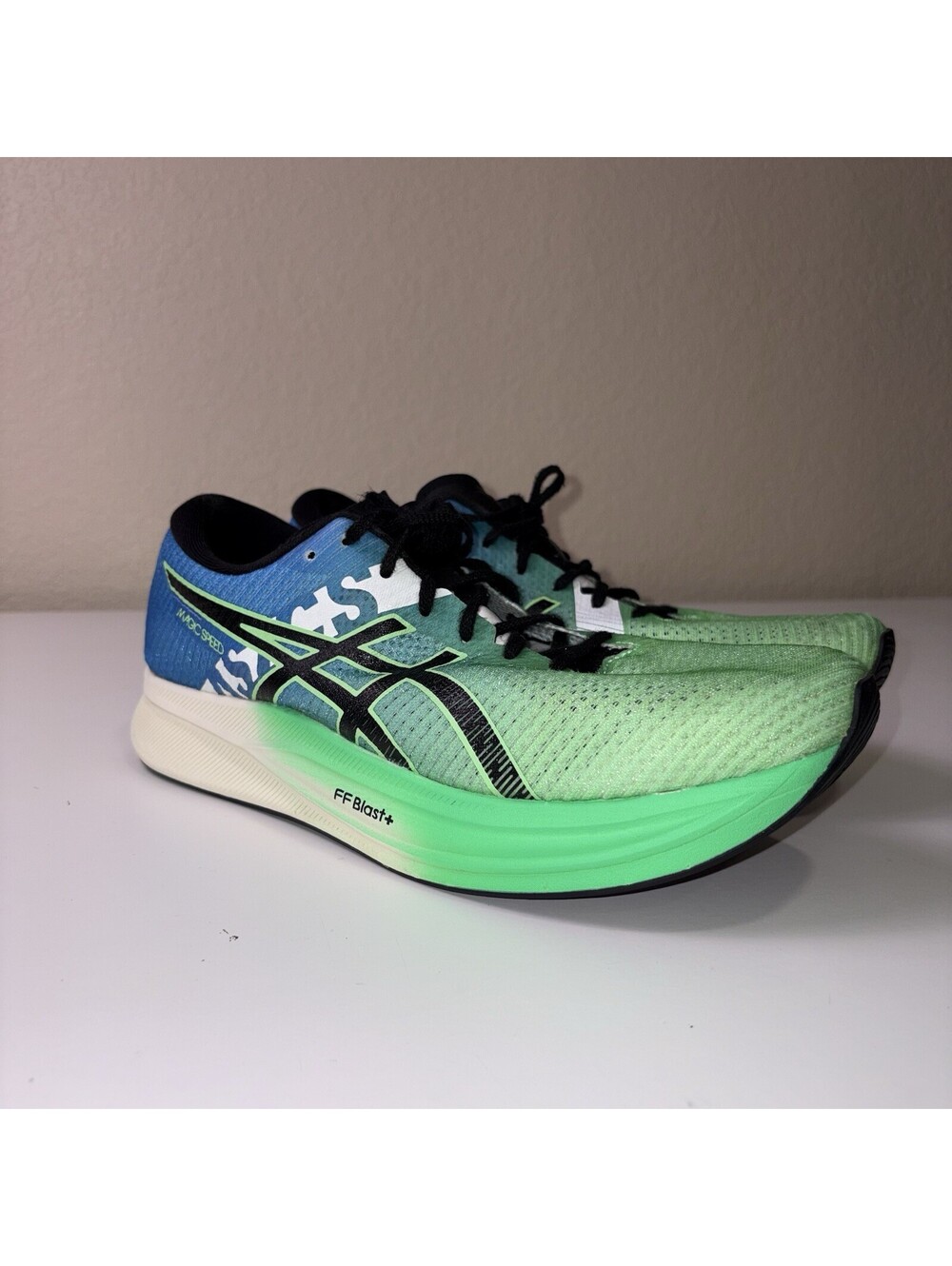 ASICS Magic Speed 3 Men’s 10.5 Blue Green Carbon Plate Running Shoes Sneakers